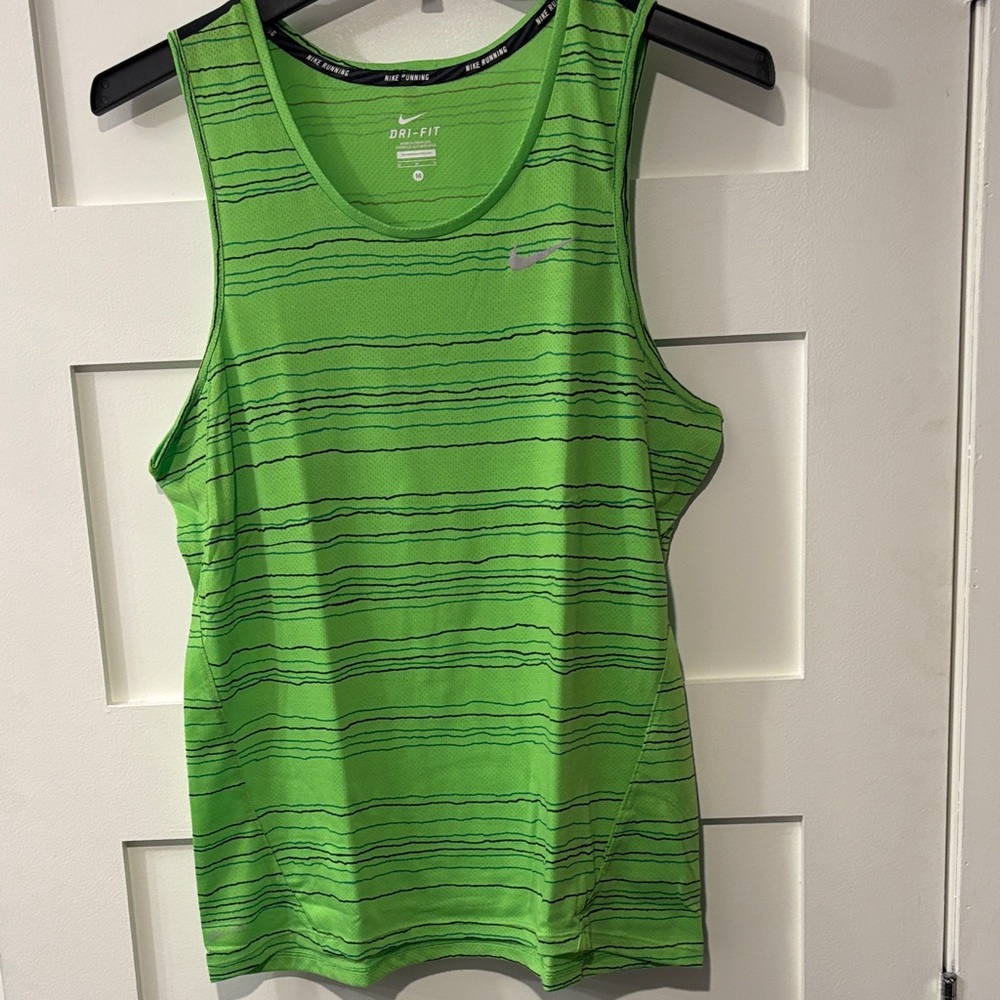 Nike Men's Striped Green Tank Top